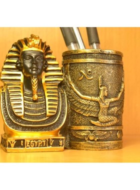 书房桌面收纳筒埃及工艺品笔盒摆设装饰品办公用品礼物法老王笔筒