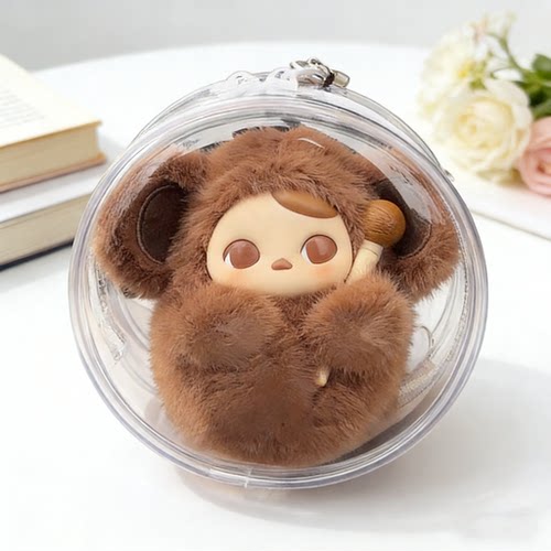 泡泡玛特毕奇敲敲系列娃包保护套12cm圆形外出防尘收纳展示遛娃包 - 图0