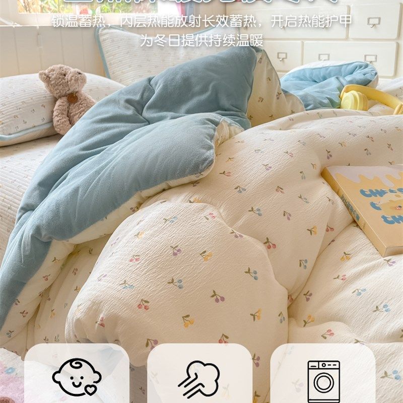 秋冬季双层纱宝宝绒被子冬被加厚加绒保暖被芯春秋被单人床盖套件,淘宝优惠券,粉丝福利购,淘宝优惠卷