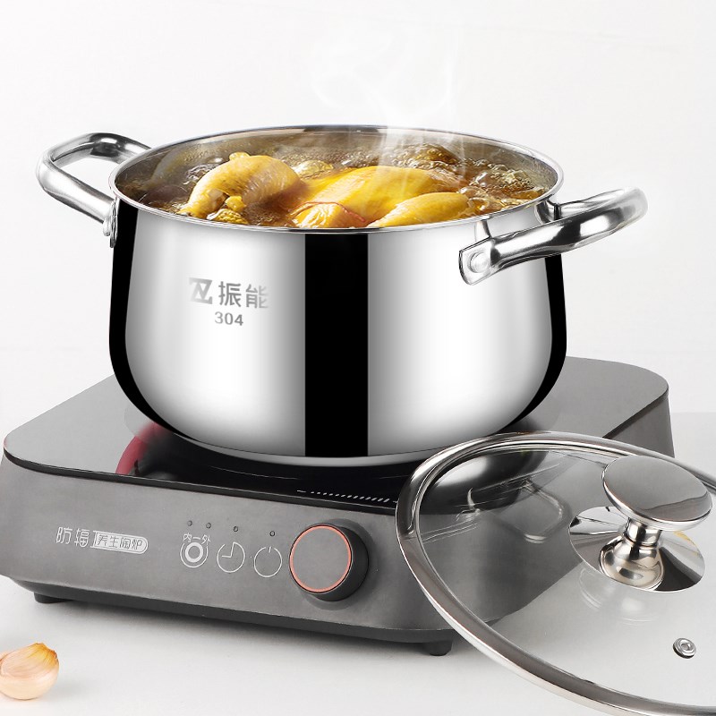 Zhenneng food grade stainless steel steamer multifunctional cooking pot soup pot steamer steamer grid 304 thickened bottom double bottom