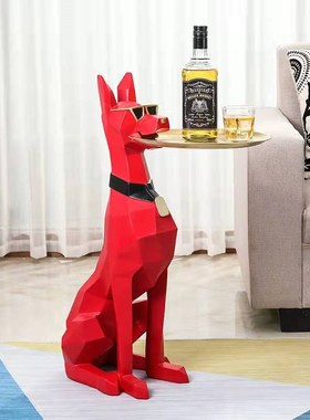 网红杜宾犬摆件客厅托盘大型落地客厅电视柜旁轻奢装饰品乔迁新居