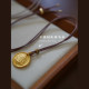 Hong Jing handmade 2.0mm leather wax rope sweater chain jade gold pendant rope long necklace rope unisex