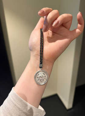 洪菁手作 2.5mm藏青色闪闪亮丝毛衣链玉石黄金吊坠挂绳项链男女