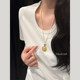 2.0 Milkshake White Shiny Jade Gold Pendant Lanyard