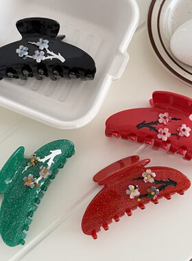 醋酸板材镶钻花朵抓夹中号气质盘发鲨鱼夹百搭侧边夹发夹发卡头饰