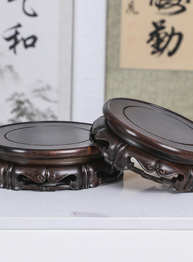黑檀实木花瓶摆件工艺品底座