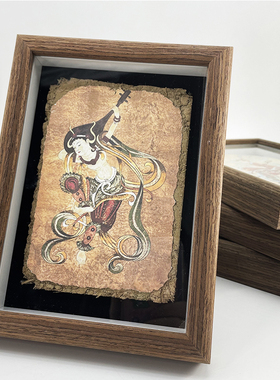 敦煌文创莫高窟泥板墙皮画飞天藻井壁画手绘简约装饰桌面摆件旅游