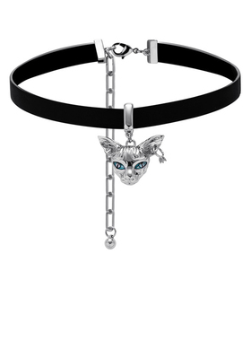 QG原创设计猫咪项链女暗黑风辣妹Y2K小众个性高级感choker项圈
