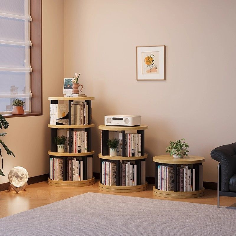 360度实木旋转书架书柜置物架落地一体靠墙可移动转角儿童小窄柜,淘宝优惠券,粉丝福利购,淘宝优惠卷
