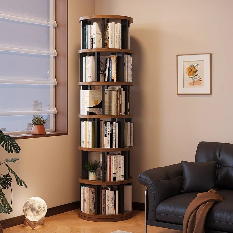 360度实木旋转书架书柜置物架落地一体靠墙可移动转角儿童小窄柜,淘宝优惠券,粉丝福利购,淘宝优惠卷