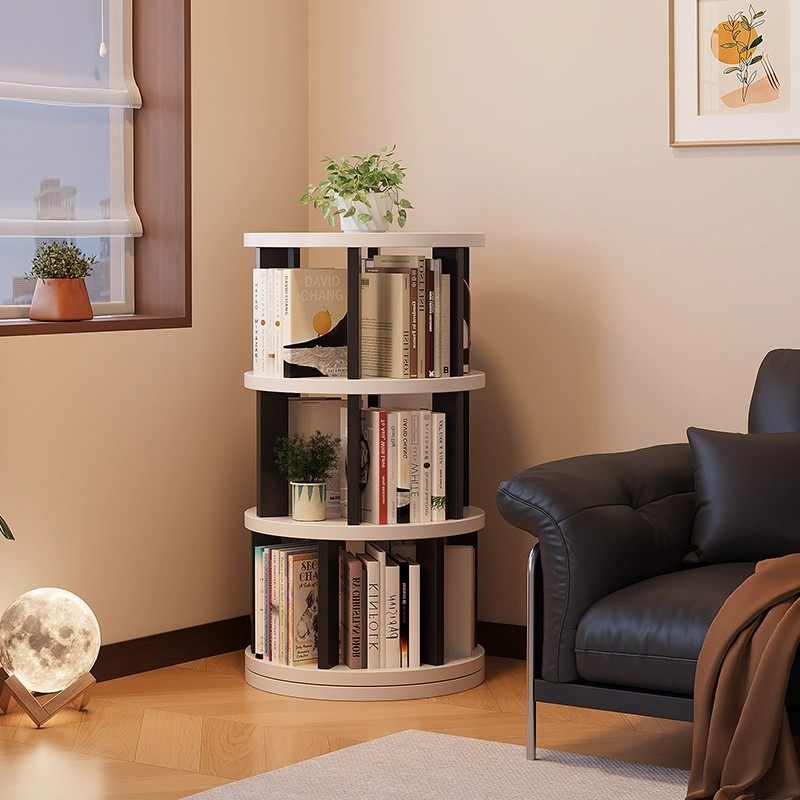360度实木旋转书架书柜置物架落地一体靠墙可移动转角儿童小窄柜,淘宝优惠券,粉丝福利购,淘宝优惠卷