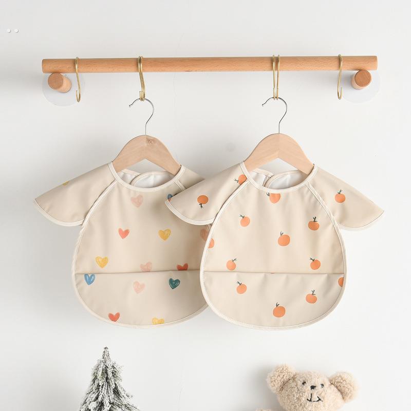 Baby eating bib short-sleeved waterproof smock for children wearing reverse clothing and eating bib bib thin soft kindergarten