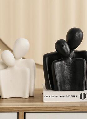 陶瓷抽象情侣简约现代创意艺术摆件客厅酒柜玄关电视柜家居装饰品