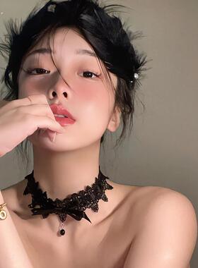 黑领妇女的颈带禁欲蕾丝万圣节配件化妆颈珠宝锁骨炼项炼