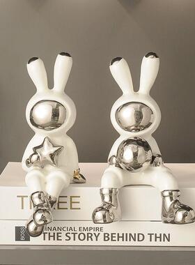 长耳兔子小坐姿摆件轻奢高档软装高级感家居客厅电视柜酒柜装饰品