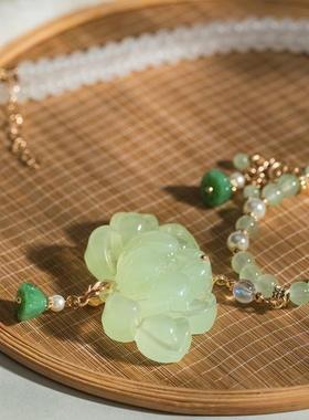 【清露】国风旗袍项炼荷花吊坠宋制汉服软璎珞清冷风战国袍配饰女