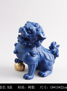 新中式招财砂岩白色狮子样板房客厅玄关书柜售楼处装饰品