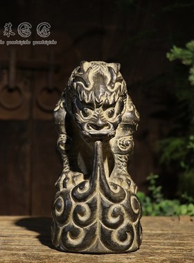 天然青石雕刻祥云吸水兽石兽吸财招财神兽送礼佳品茶空间造景