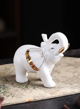 招财象一对陶瓷玄关室茶室家居品