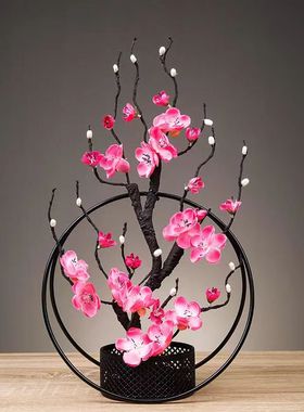 中式房间客厅装饰品电视柜酒柜玄关摆设创意仿真梅花铁艺