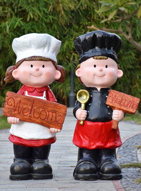 大型迎宾咖啡厅奶茶蛋糕店铺开业门口装饰品人物饭店餐厅摆设