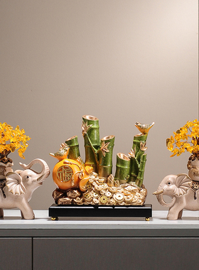 伽行图节节高升竹子摆件乔迁招财