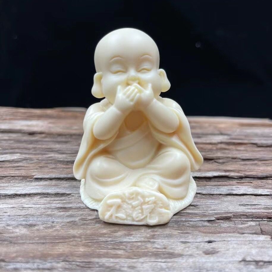 象牙果砂禅意三不小和尚创意摆件家居书房书柜桌面装饰工艺品摆设