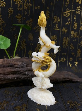 象牙果描金飞龙在天家居办公室摆件古风招财龙年工艺品客厅装饰品