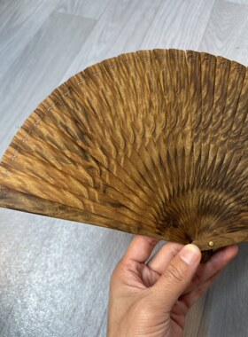 金丝楠木扇 小叶桢楠老料苏扇 金丝楠扇子镂空古风传统实木中国风
