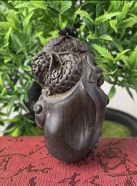 达拉干沉香盘龙戏珠大手把件精工木雕工艺品创意把玩件挂件车挂件