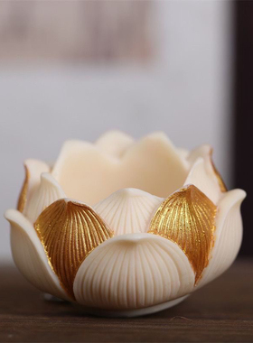 菩提象牙果描金宝宝佛莲花摆件整木雕刻工艺莲花摆件