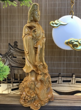 雕刻实木摆件观音菩萨