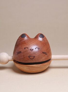 猫咪小木鱼解压玩具实木可爱敲打治愈系桌面创意摆件送朋友生日礼