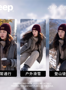 吉普视觉显脸小纯毛针织帽女冬