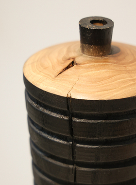 形上侘寂风花瓶木质摆件中古高脚花器居家民宿电视柜复古装饰品