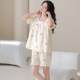 Pajamas ຝ້າຍ 95% ມີ pads ເຕົ້ານົມສໍາລັບແມ່ຍິງ, summer ຝ້າຍບໍລິສຸດຜູ້ຊາຍແຂນສັ້ນເດັກຍິງນັກສຶກສາກາຕູນເຢັນເຮືອນໃສ່ຊຸດແມ່ຍິງ
