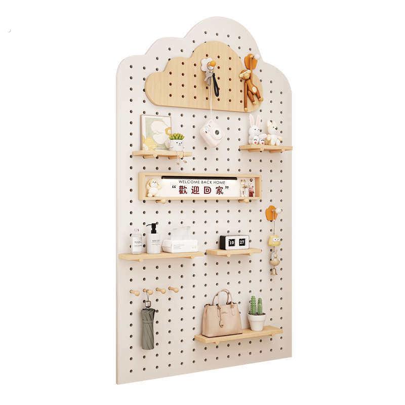 Solid wood hole board custom entry entrance wall storage rack partition hanging board display rack wall wall storage rack