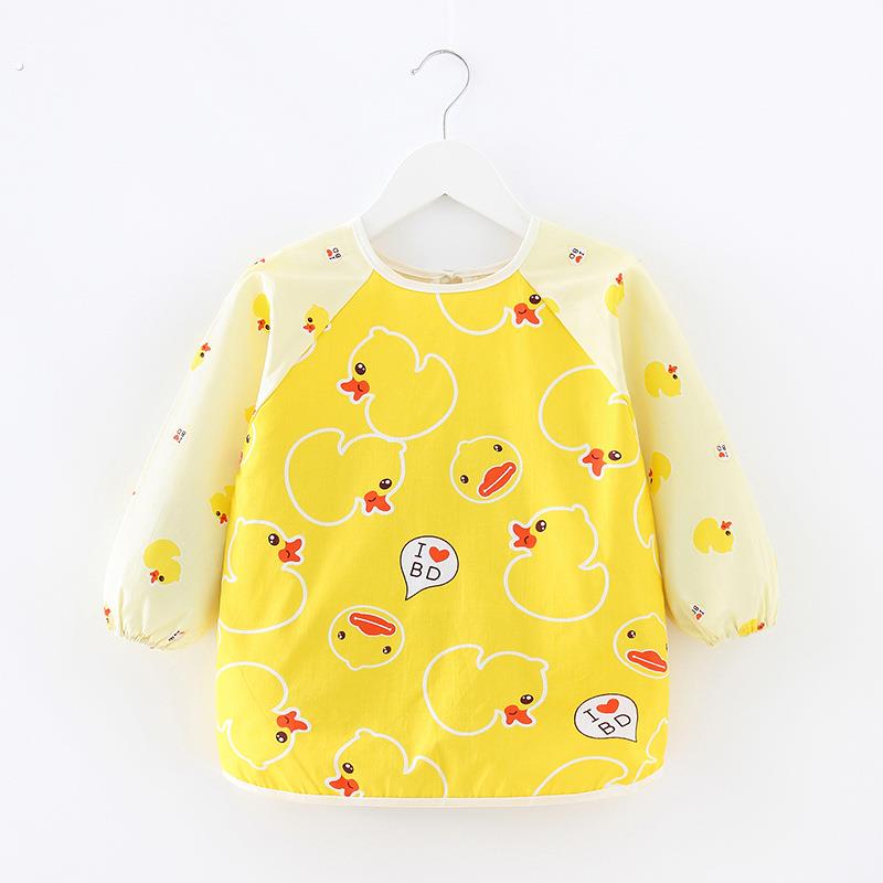Baby eating smock pure cotton baby bib summer autumn and winter children's long-sleeved apron for boys and girls reverse dressing waterproof