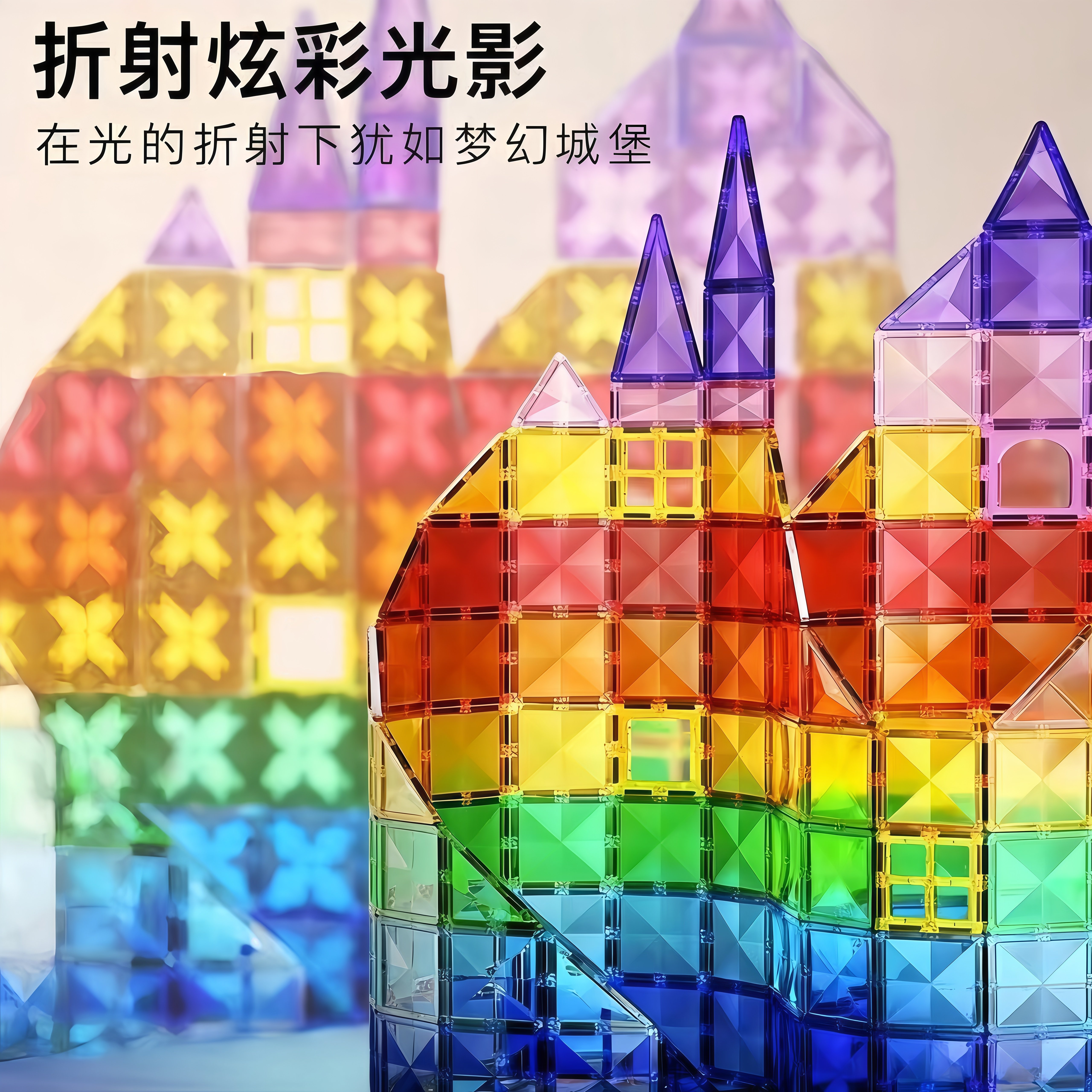 彩窗磁力片方块拼装磁吸积木男孩2025新款儿童益智玩具1到3岁以上,淘宝优惠券,粉丝福利购,淘宝优惠卷