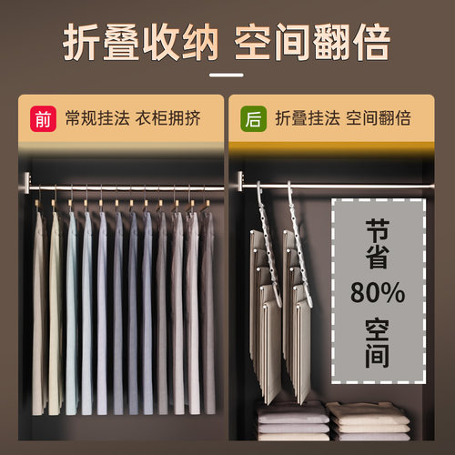 折叠裤架多功能多层裤子衣架家用魔术无痕裤夹衣柜收纳神器裤挂架 - 图3