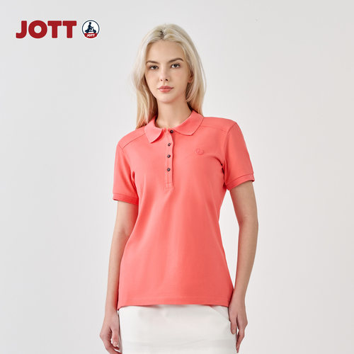 JOTT专柜正品/正肩珊瑚红时尚休闲风Polo衫上衣t短袖女士夏季新款 - 图3