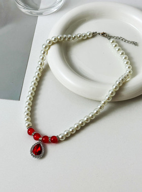 仿珍珠项链手链套装珍珠带坠项链三件套送妈妈礼物珍珠套盒礼品