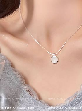 月光石海蓝宝项链女2025年新款轻奢小众锁骨链女蛇骨链毛衣链配饰