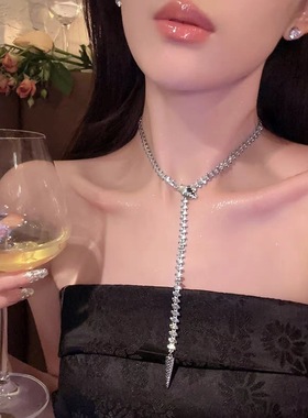 超闪新娘礼服项链耳环套装2025新款爆款锁骨链女高级感颈链