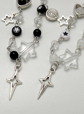 欧美热销辣妹朋克镂空五角星手链情侣闺密手工吉他心形手饰