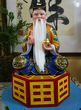 六壬仙师李淳香樟木雕神像定中式工艺品简约