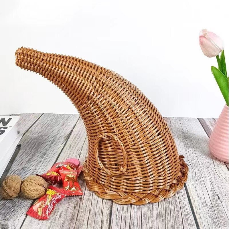 圣诞礼物号角牛玲款手工编织牛角篮多用途装饰花篮圣诞节装饰,淘宝优惠券,粉丝福利购,淘宝优惠卷