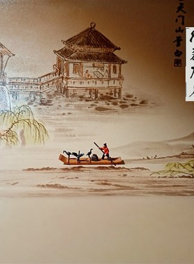 精品树脂船捕鱼竹排奇石山水盆景假山沙盘枯山水微景造景装饰