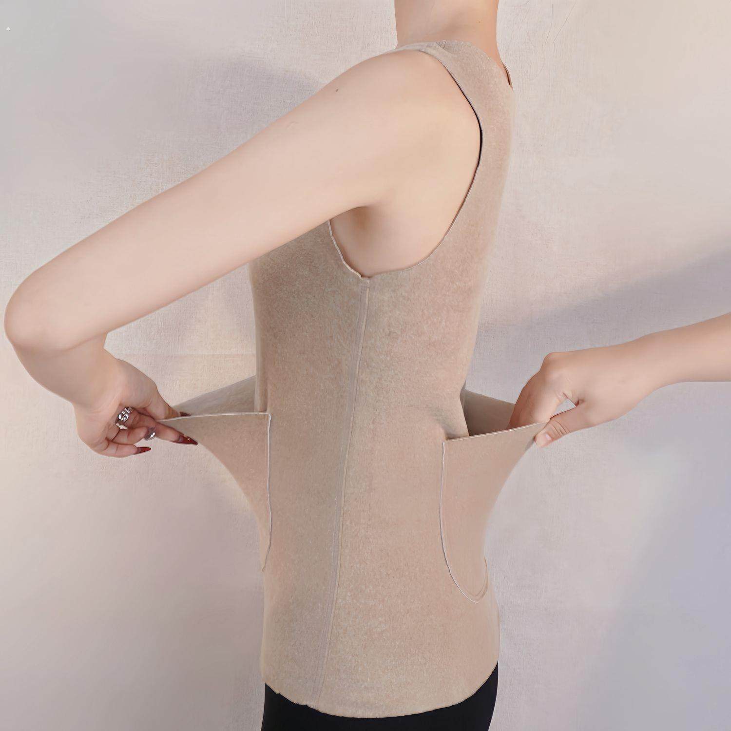 德绒保暖带口袋前后双兜内搭背心女秋冬加绒加厚防寒打底贴身上衣,淘宝优惠券,粉丝福利购,淘宝优惠卷