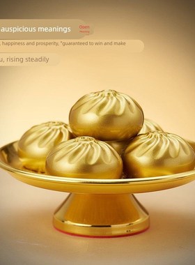 铜包子包赚包赢蒸蒸日上小福包办公室桌面招财装饰品黄铜摆件